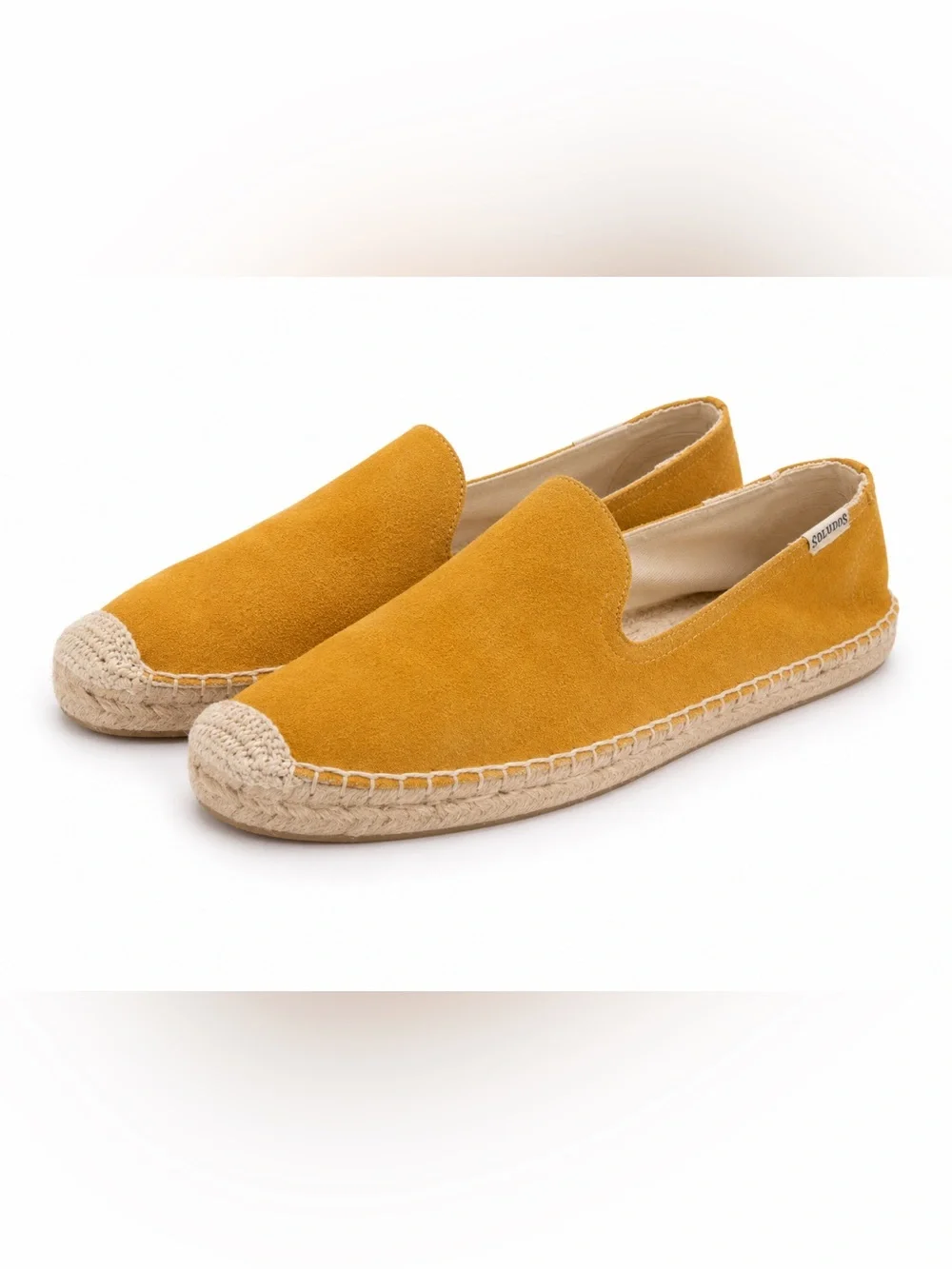 Soludos Suede Espadrille Flats Mustard Yellow Leather Slip On Women’s US 7.5